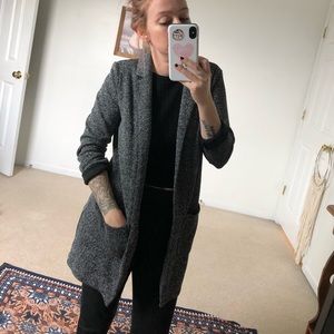 Dark Gray Blazer Cardigan